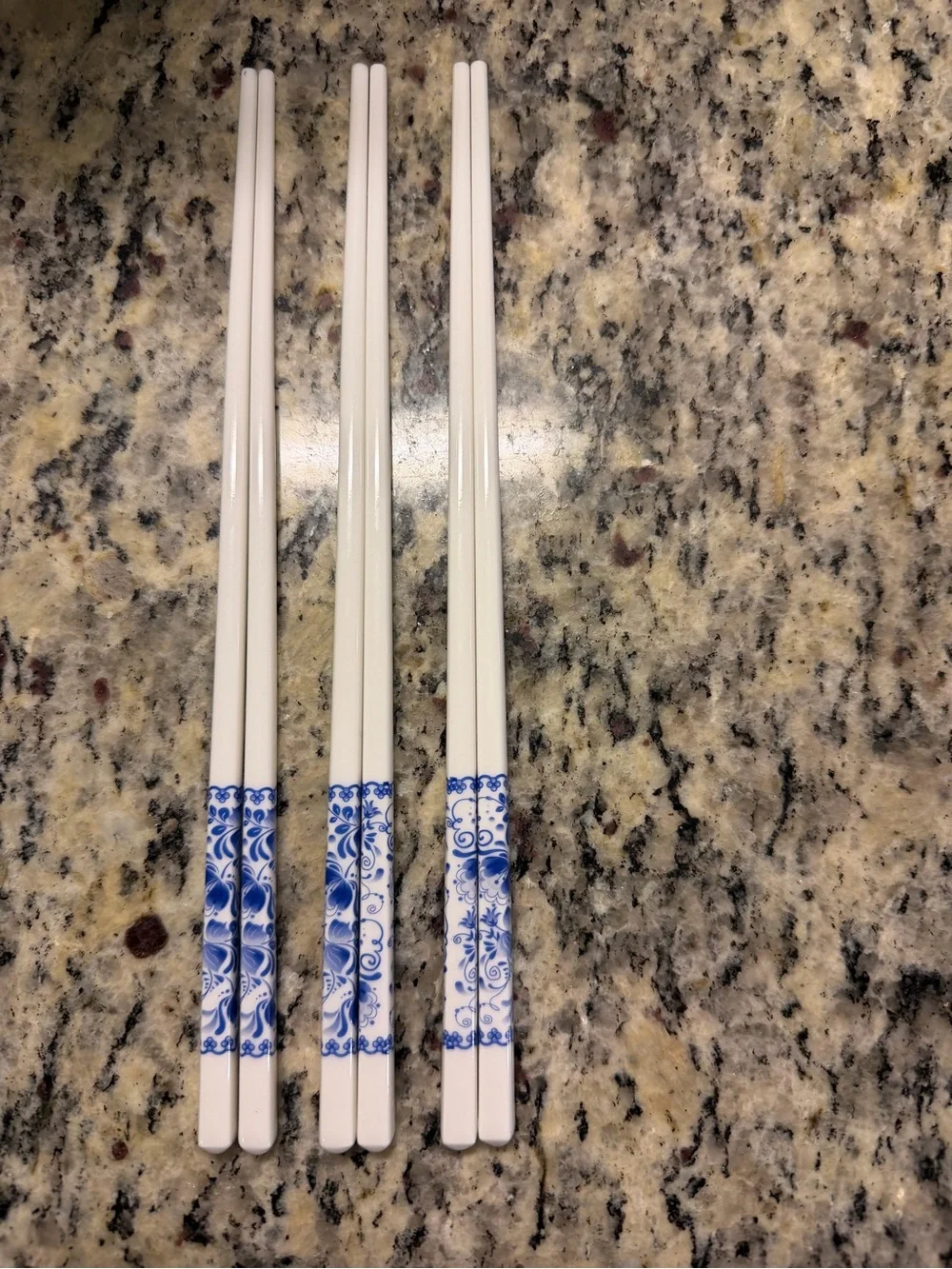 Blue Floral Porcelain Chopsticks - Set of 3